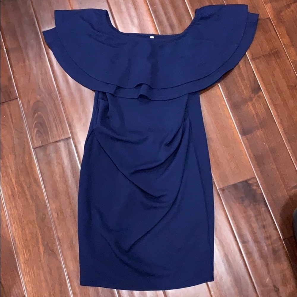 𝅺PinkBlush off the shoulder ruffle maternity dress - Picture 4 of 4